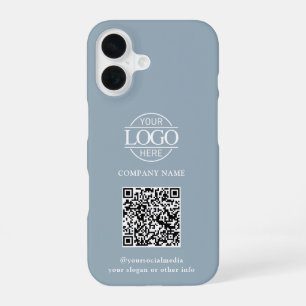 Blaues modernes Geschäft-Logo & QR-Code-Promotion iPhone 16 Hülle