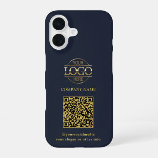 Blaues modernes Geschäftslogo & QR-Code-Promotion iPhone 16 Hülle