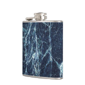 Blaues modernes Marmormuster Flachmann (Links)