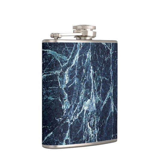 Blaues modernes Marmormuster Flachmann (Rechts)