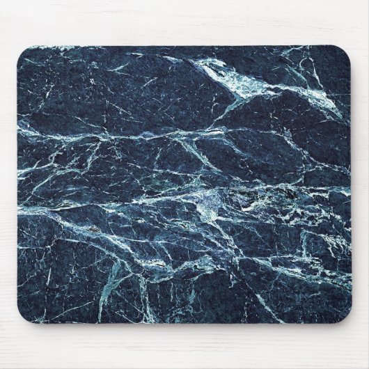 Blaues modernes Marmormuster Mousepad (Vorne)