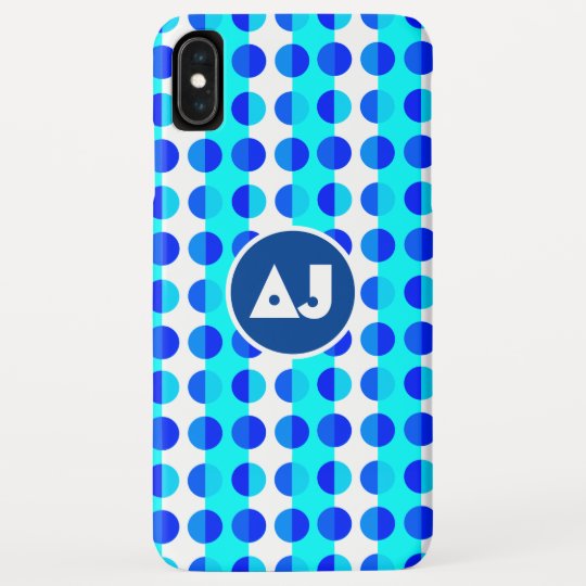 Blaues Modernes Neues Tupfen Muster Neonmonogramm Case Mate Iphone Hulle Zazzle De