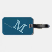 Blaues, modernes Reisemonogramm Gepäckanhänger (Rückseite horizontal)