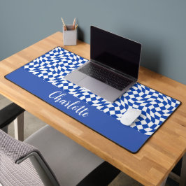 Blaues modernes Retro-Swirl-kariertes individuelle Schreibtischunterlage