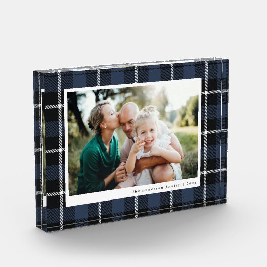 Blaues modernes rustikales Karo Foto (Links)