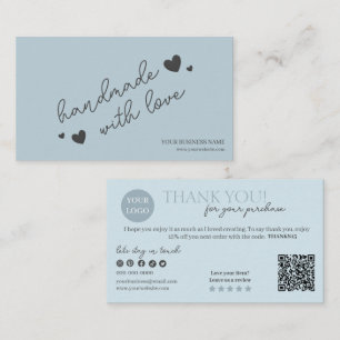 Blaues modernes Schrift-QR-Code, Danke-Kerze Visitenkarte