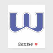 Blaues modernes und minimales Buchstabe W Monogram Aufkleber (Blatt)