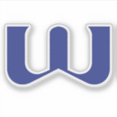 Blaues modernes und minimales Buchstabe W Monogram Aufkleber (Vorderseite)