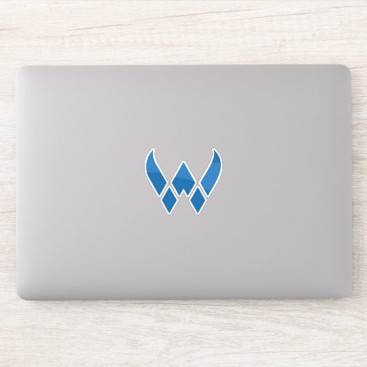 Blaues modernes und minimales Buchstabe W Monogram Aufkleber (Computer)