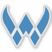 Blaues modernes und minimales Buchstabe W Monogram Aufkleber (Vorderseite)