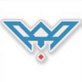 Blaues modernes und minimales Buchstabe W Monogram Aufkleber (Vorderseite)