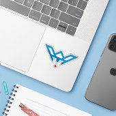 Blaues modernes und minimales Buchstabe W Monogram Aufkleber (Laptop mit iPhone)