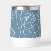 Blaues modernes Wildblumen-Monogramm-Namensschild (Links)