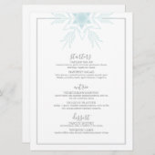 Blaues modernes WINTER WONDERLAND Hochzeitsmenü Menükarte (Vorne/Hinten)