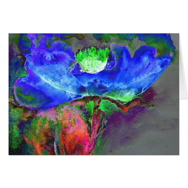 Blaues Mohn, blaue abstrakte Blume (Vorderseite (Horizontal))