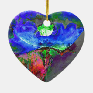 Blaues Mohn, blaue abstrakte Blume Keramikornament