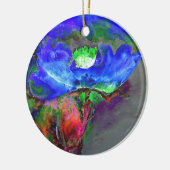 Blaues Mohn, blaue abstrakte Blume Keramikornament (Links)