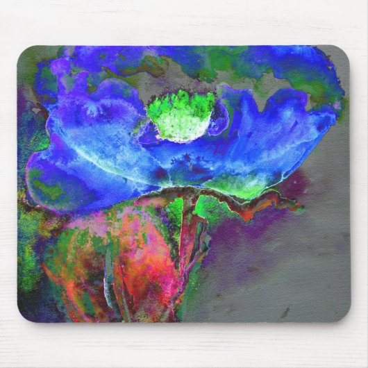 Blaues Mohn, blaue abstrakte Blume Mousepad (Vorne)