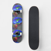 Blaues Mohn, blaue abstrakte Blume Skateboard (Vorderseite)