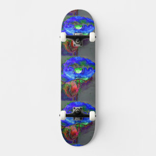 Blaues Mohn, blaue abstrakte Blume Skateboard