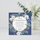 Blaues Mohnblatt in der Blume Blumenzwiebeln Einladung (Stehend Vorderseite)