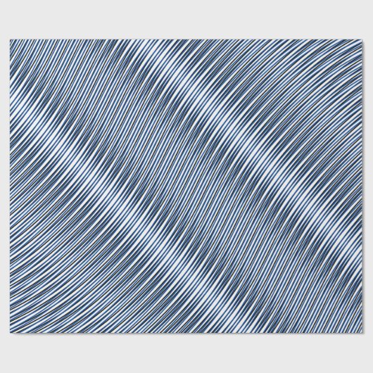 Blaues Moiré Streifen Optische Illusion Abstrakt Geschenkpapier (Flach)