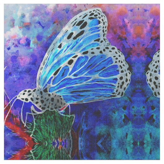 Blaues Monarch-Kaleidoskop Stoff (Nahaufnahme)