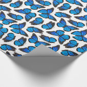 Blaues Monarchfalter-Muster Geschenkpapier (Ecke)