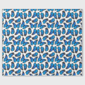 Blaues Monarchfalter-Muster Geschenkpapier (Flach)