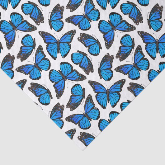 Blaues Monarchfalter-Muster Seidenpapier (Ausschnitt)