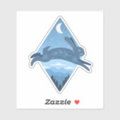 Blaues Mond-Kaninchen über den blauen Ridge-Bergen Aufkleber (Blatt)