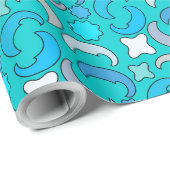 Blaues Mond-Wolkenmuster Geschenkpapier (Rolleneckpunkt)