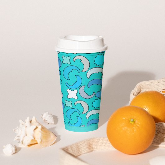 Blaues Mond-Wolkenmuster Pappbecher