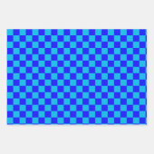 Blaues monochromes Karomuster Geschenkpapier Set (Vorderseite)