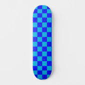 Blaues monochromes Schachbrettmuster Skateboard (Vorderseite)