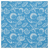 Blaues Monogramm 2 des Strand-Muster-| Stoff (Muster)