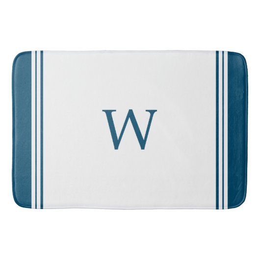 Blaues Monogramm Badematte (Vorderseite)