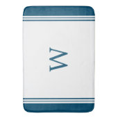 Blaues Monogramm Badematte (Vorderseite Vertikal)