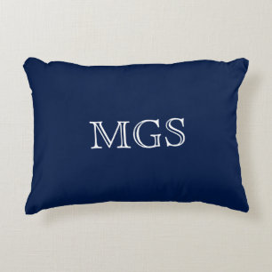 Blaues Monogramm Baumwolle Akzent Pillow 16" x 12" Zierkissen