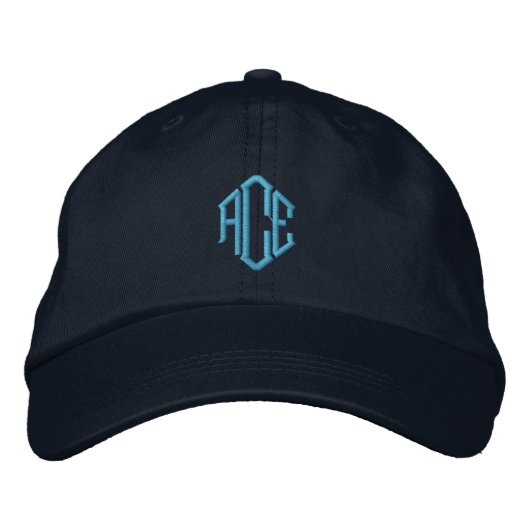 Blaues Monogramm Bestickte Kappe (Vorderseite)