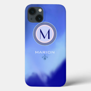 Blaues Monogramm iPhone 13 Hülle