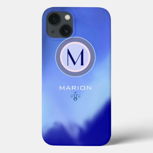 Blaues Monogramm Case-Mate iPhone Hülle (Rückseite)