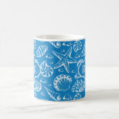 Blaues Monogramm des Strand-Muster-| Kaffeetasse (Mittel)