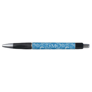 Blaues Monogramm des Strand-Muster- Kugelschreiber