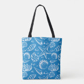 Blaues Monogramm des Strand-Muster-| Tasche (Rückseite)