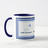 Blaues Monogramm für Piloten erstellen Tasse (Links)