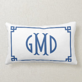 Blaues Monogramm griechisches Schlüsselband Lumbal Lendenkissen