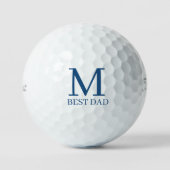 Blaues Monogramm Initial BESTER VATER Golfball (Vorderseite)