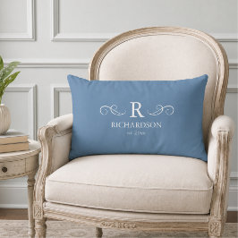 Blaues Monogramm Lumbar Pillow Lendenkissen