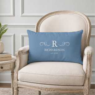 Blaues Monogramm Lumbar Pillow Lendenkissen